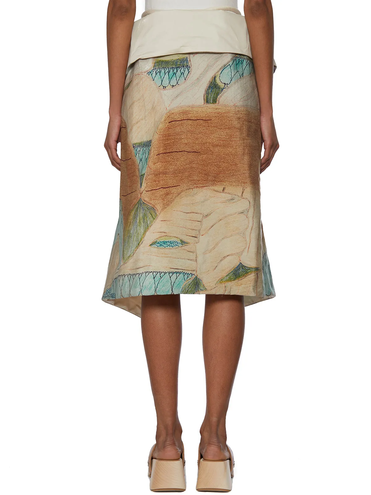 Lemaire Abstract Printed Folded Edge Midi Skirt