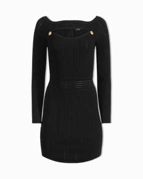 Long Sleeve Pointelle Knit Dress