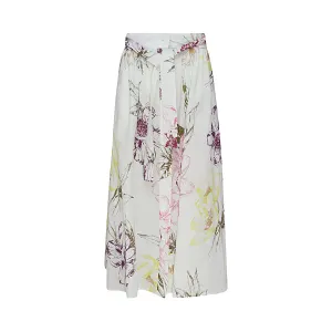 Malo Floral Printed Flared Midi Skirt