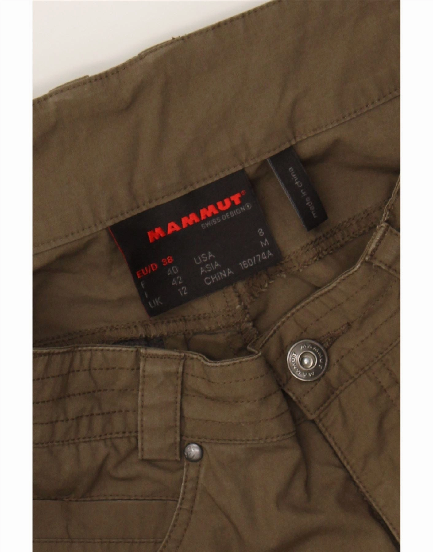 MAMMUT Womens Straight Cargo Trousers UK 12 Medium W30 L30 Khaki Cotton
