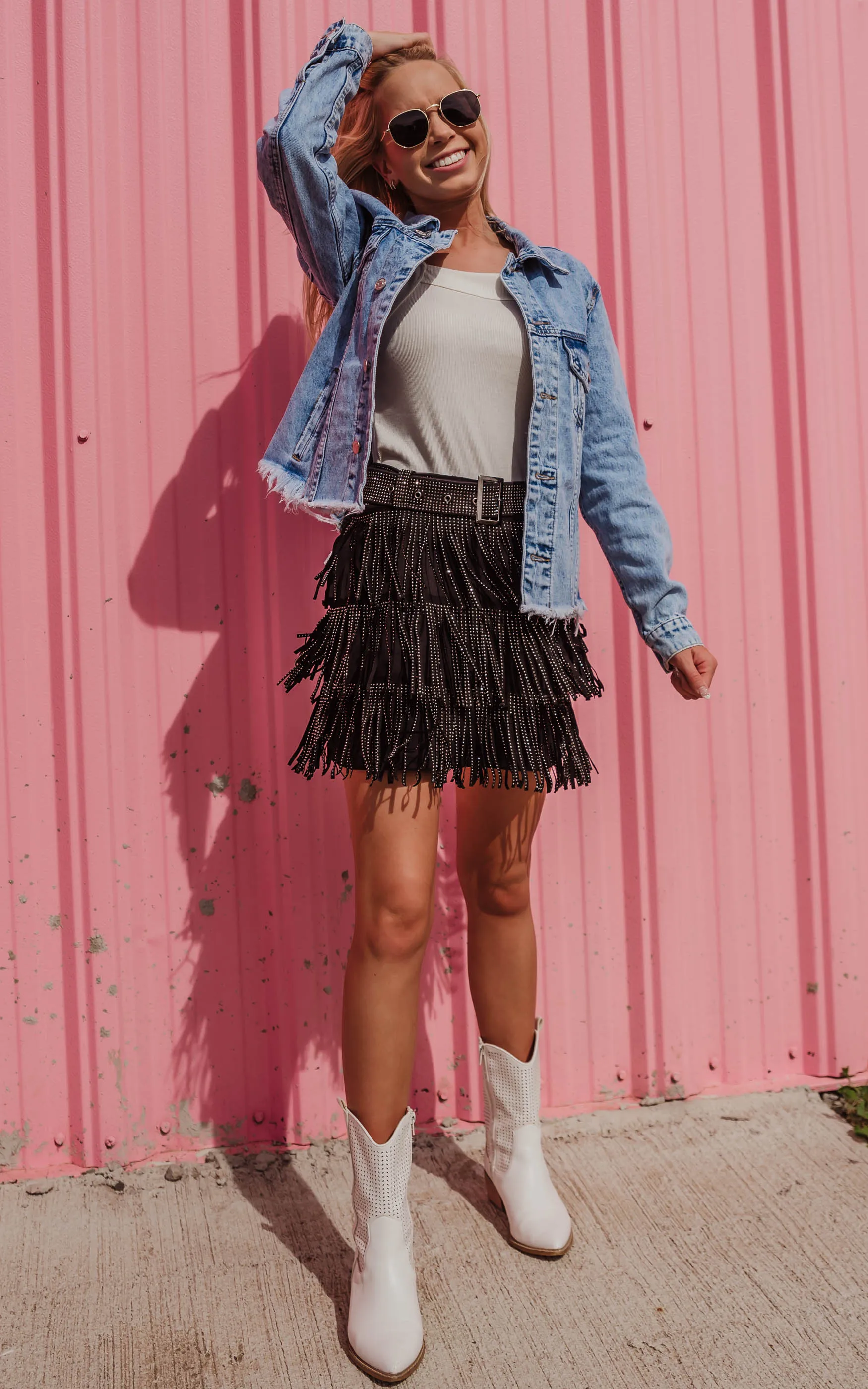 Metallic Fringe Mini Skirt - Final Sale