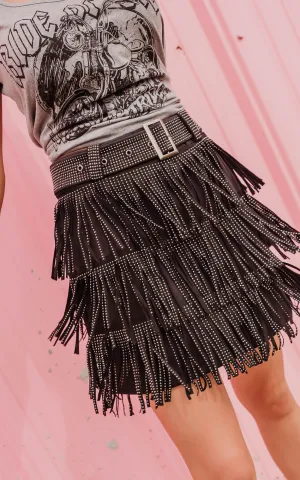 Metallic Fringe Mini Skirt - Final Sale