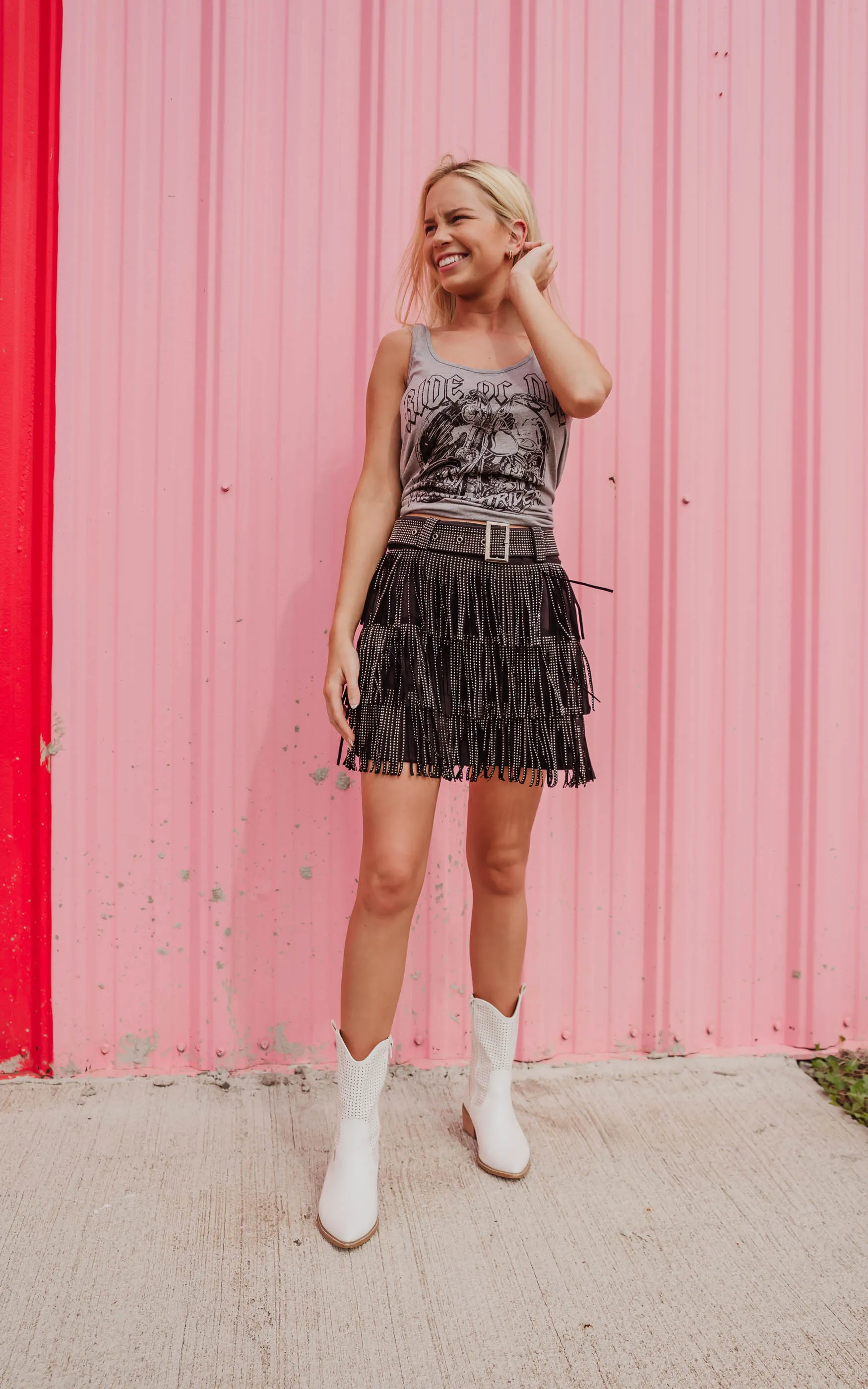 Metallic Fringe Mini Skirt - Final Sale