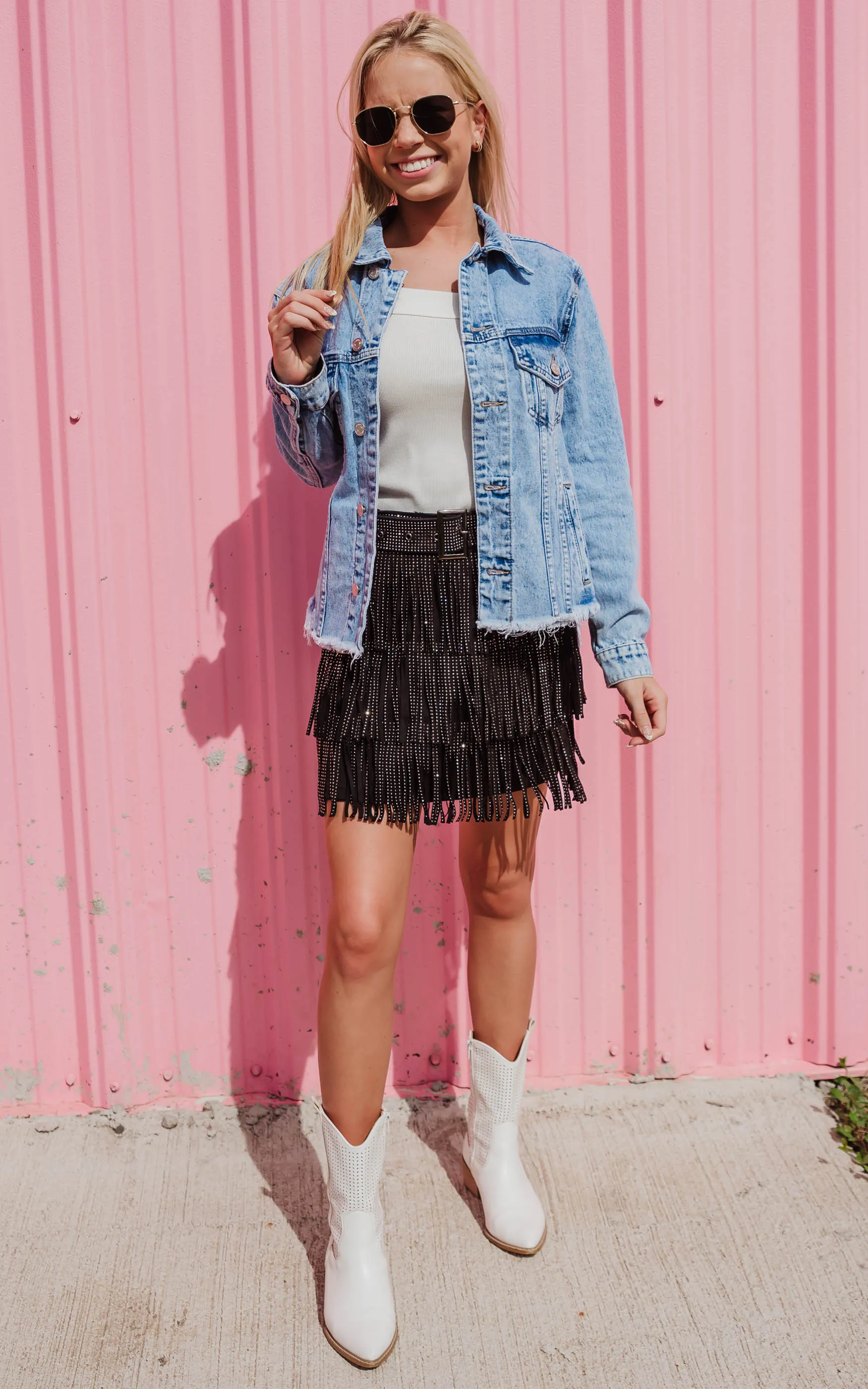 Metallic Fringe Mini Skirt - Final Sale