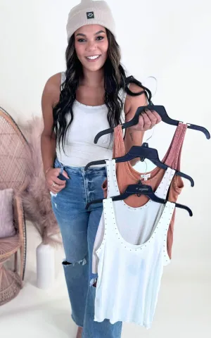 Metallic Stud Basic Tank Top** Final Sale