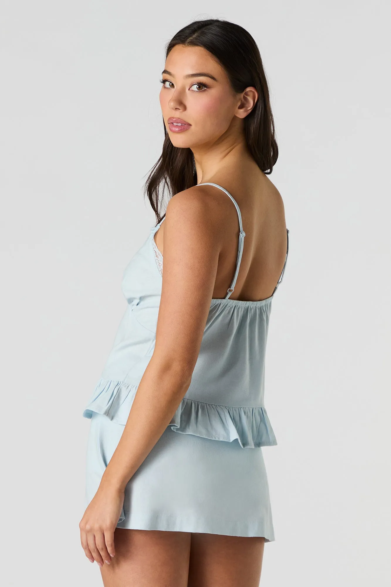 Minijupe-short en mélange de lin
