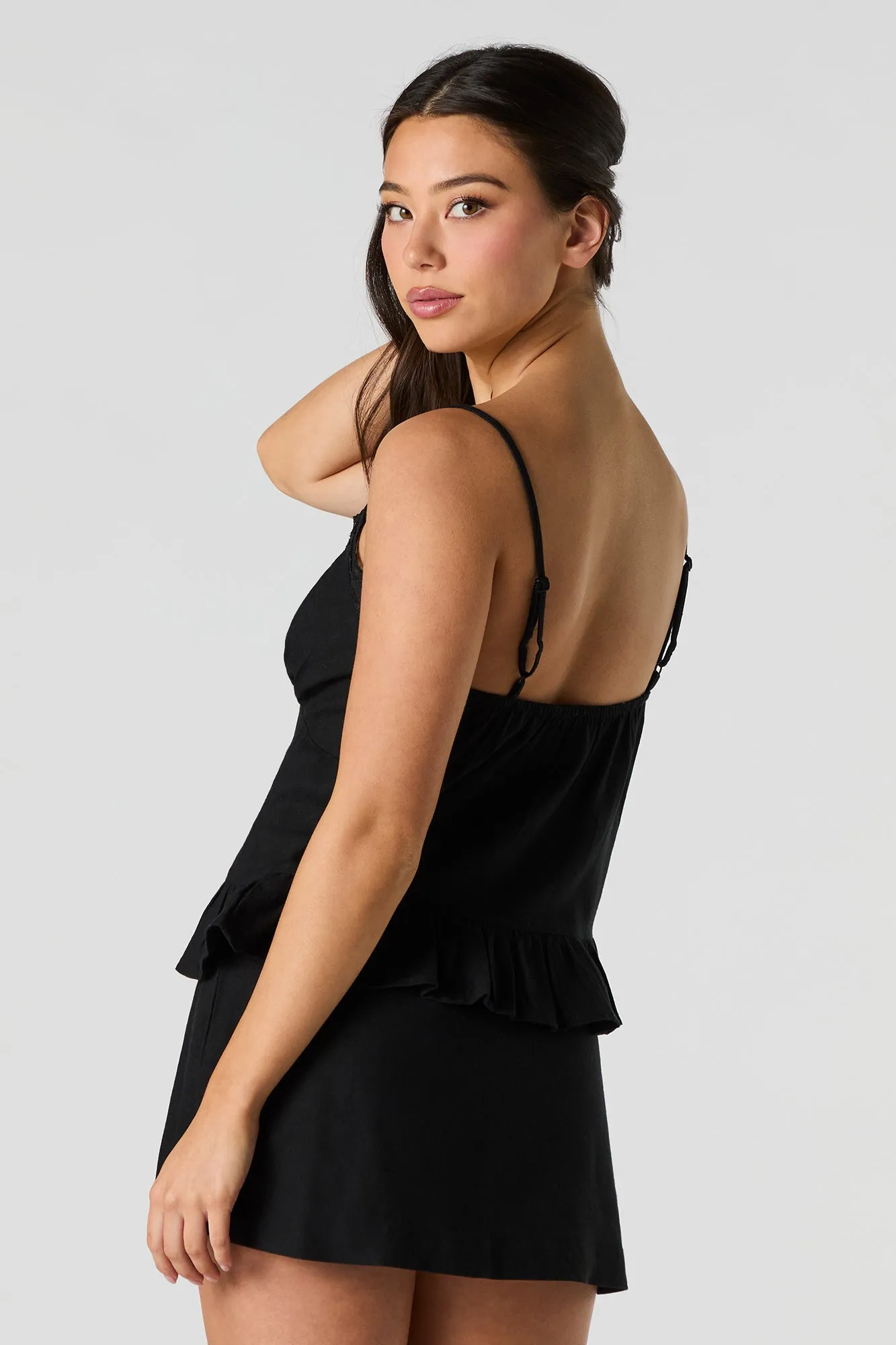 Minijupe-short en mélange de lin