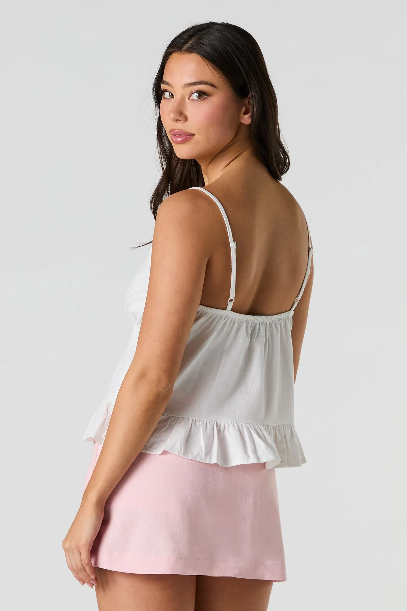 Minijupe-short en mélange de lin