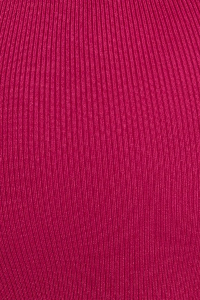 Pink Knit Skirt Midi High Rise