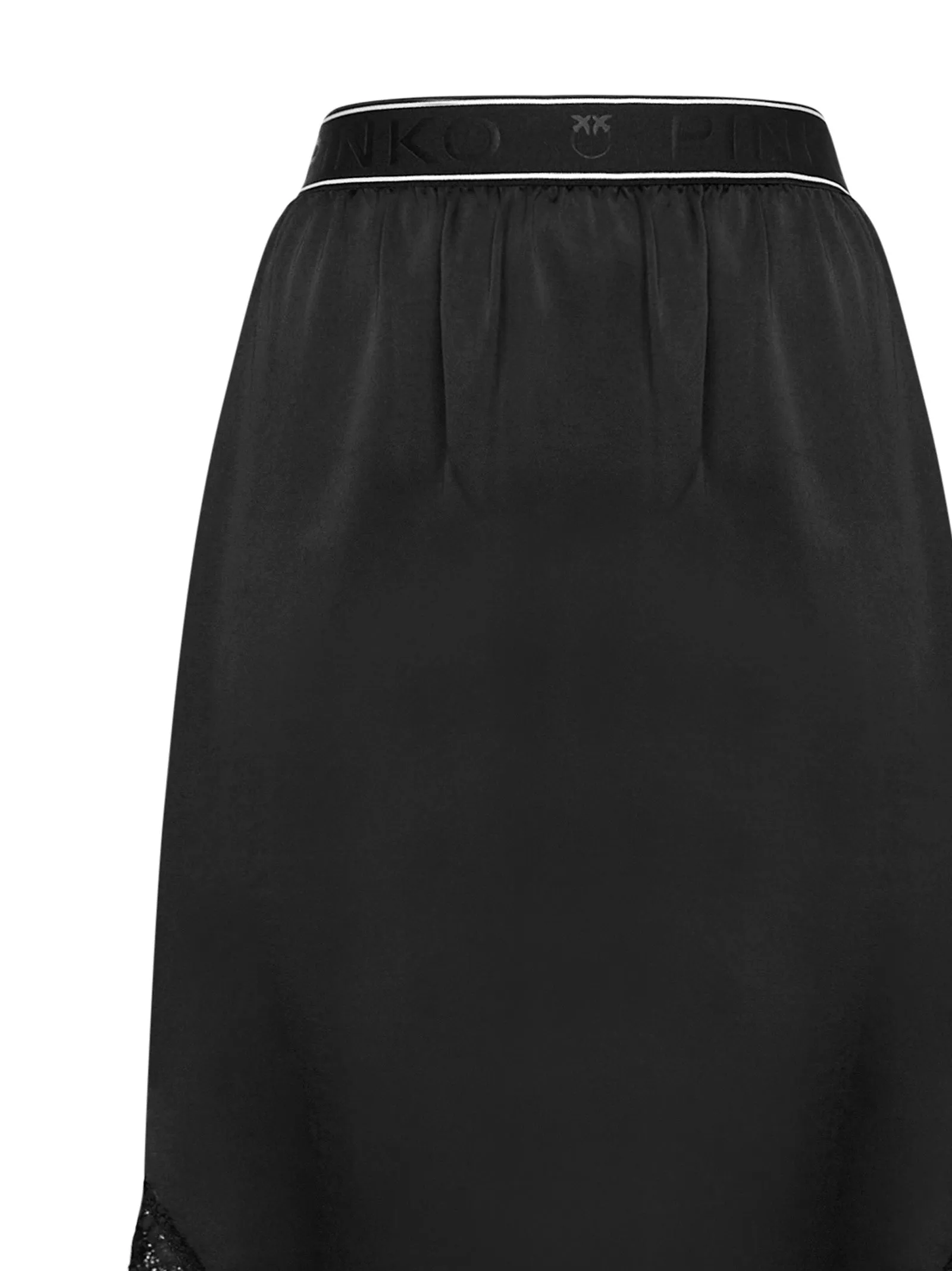 Pinko Logo Waistband Lace Trim Midi Skirt