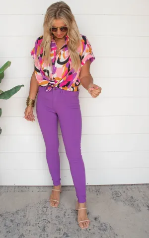Purple High Waisted Colored Skinny Denim Jean | FINAL SALE