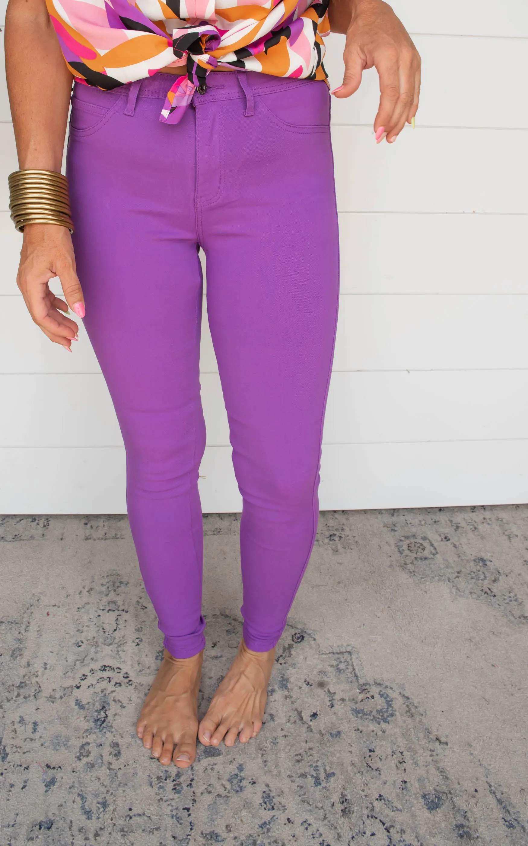 Purple High Waisted Colored Skinny Denim Jean | FINAL SALE