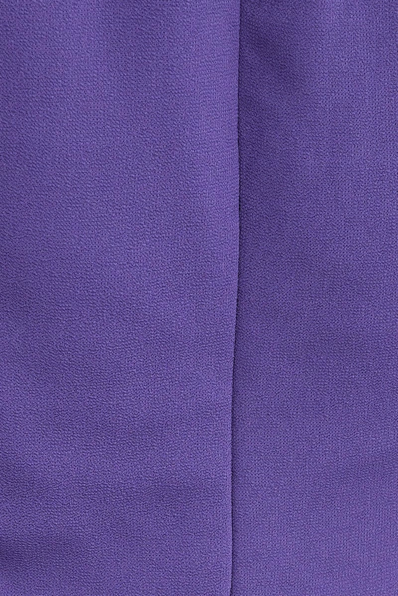 Purple Playsuit Long Sleeve V Neck Frill Poly Chiffon
