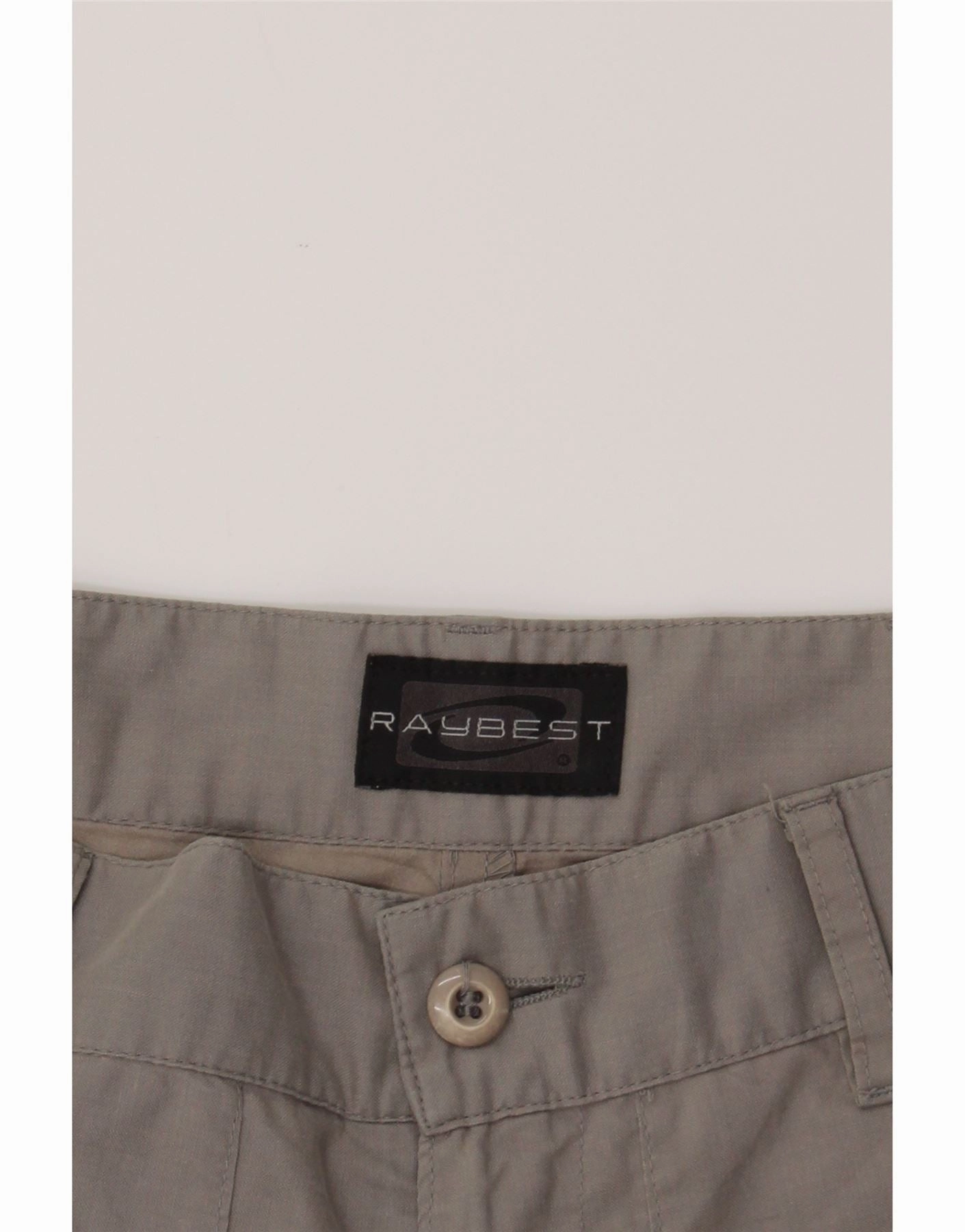 RAYBEST Mens Straight Cargo Trousers W30 L31 Grey