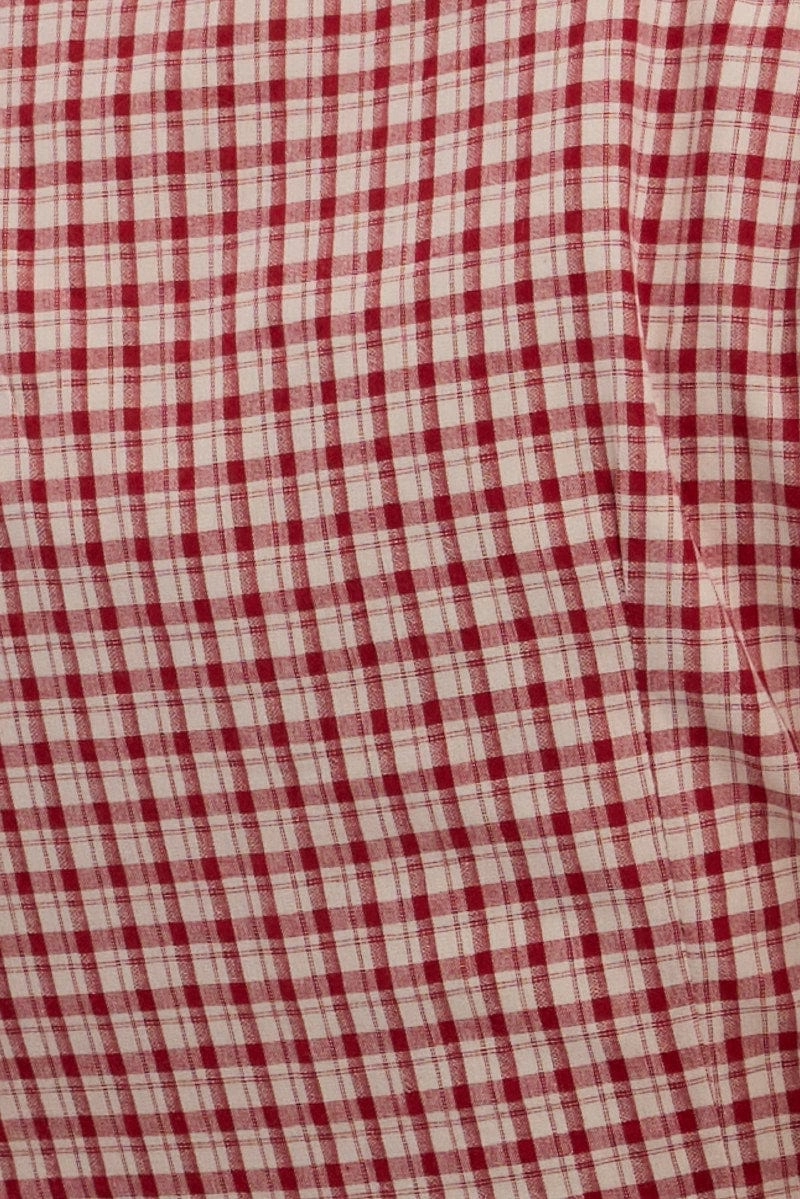 Red Check Mini Dress Ribbon Detail