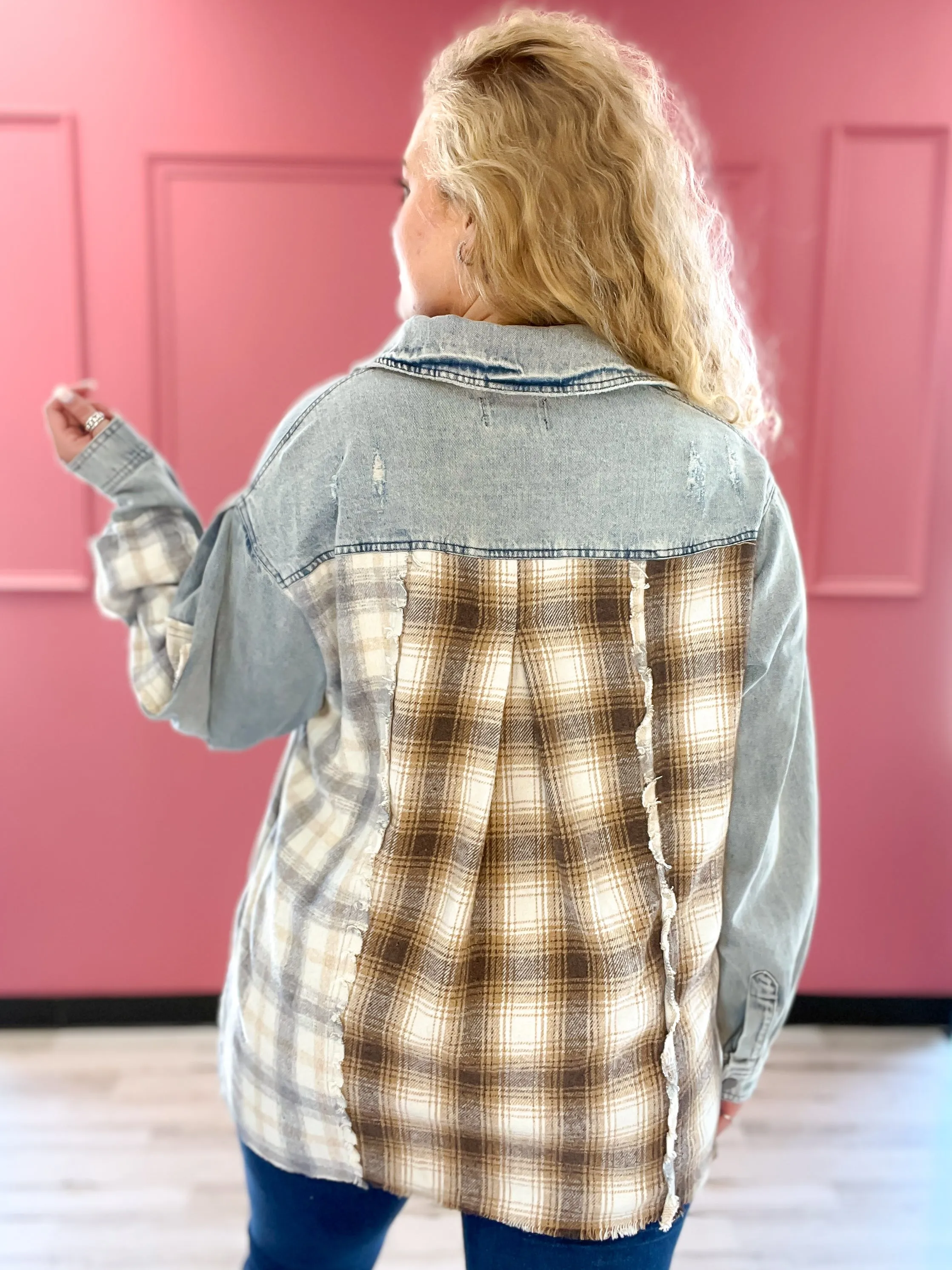 Round it Up Plaid Denim Jacket