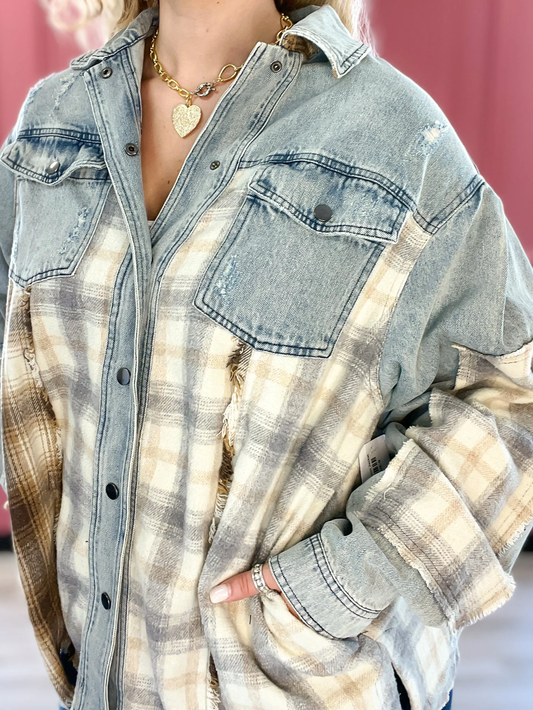 Round it Up Plaid Denim Jacket