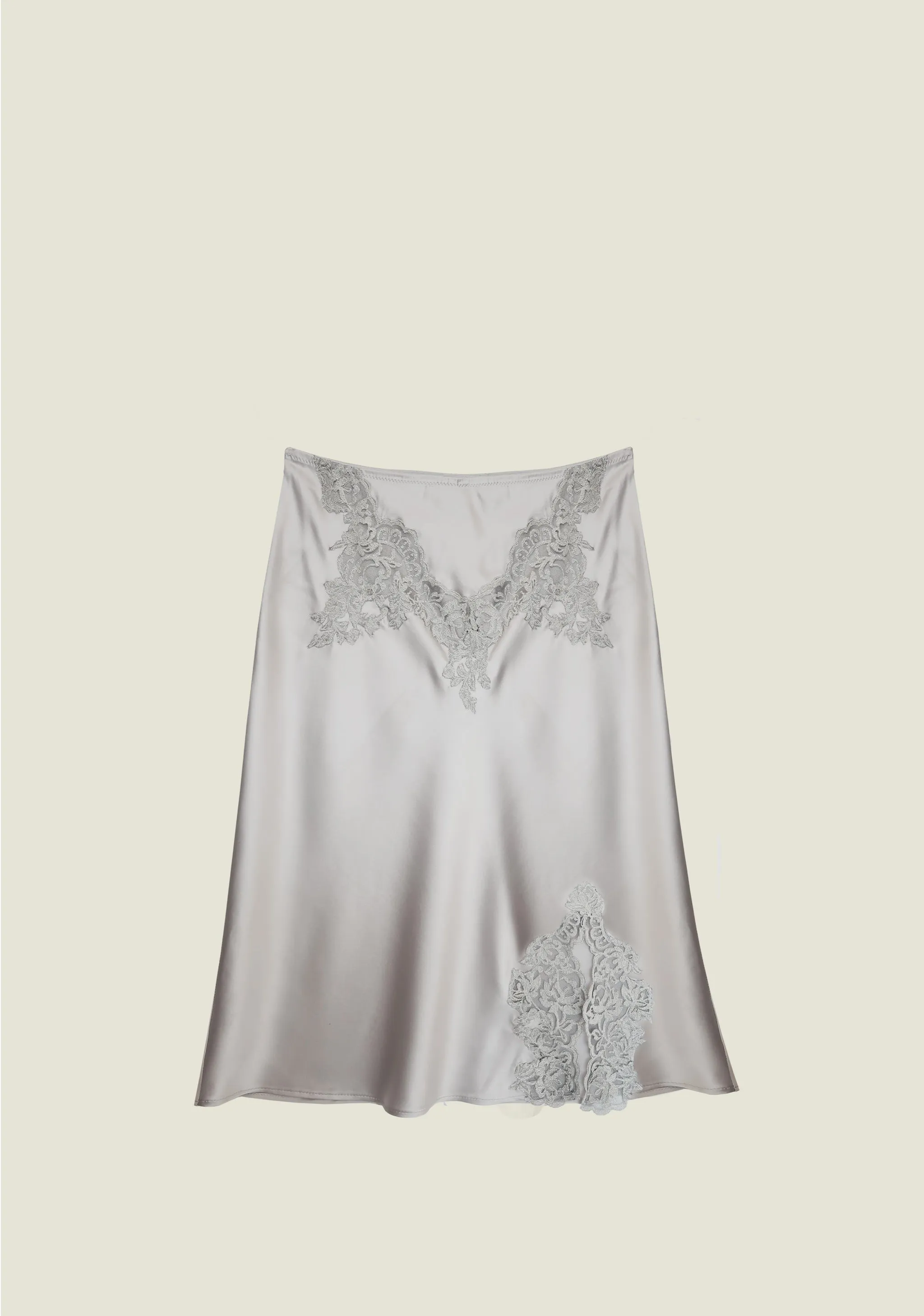 Royal Jewel Silk Midi Skirt Silver