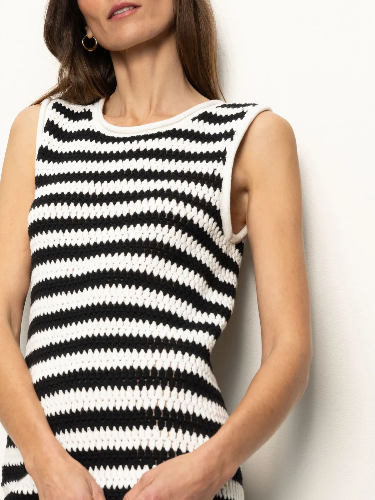 Summer Shell Dress Chalk Black Stripe