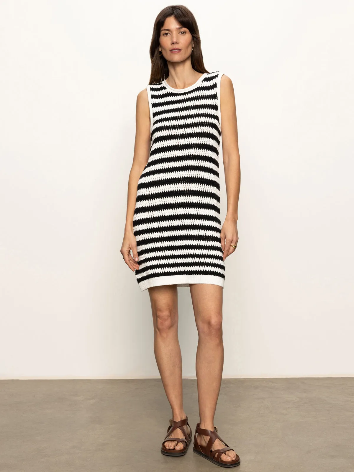 Summer Shell Dress Chalk Black Stripe