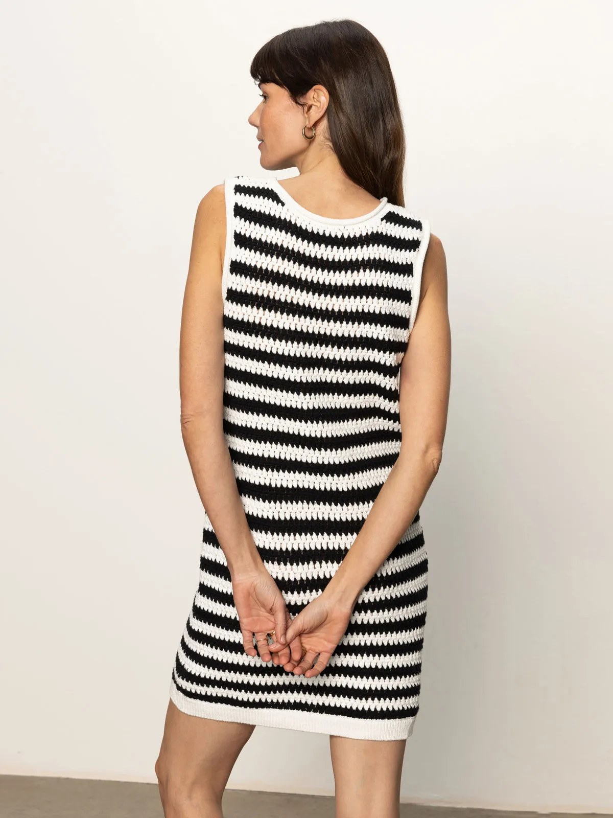 Summer Shell Dress Chalk Black Stripe