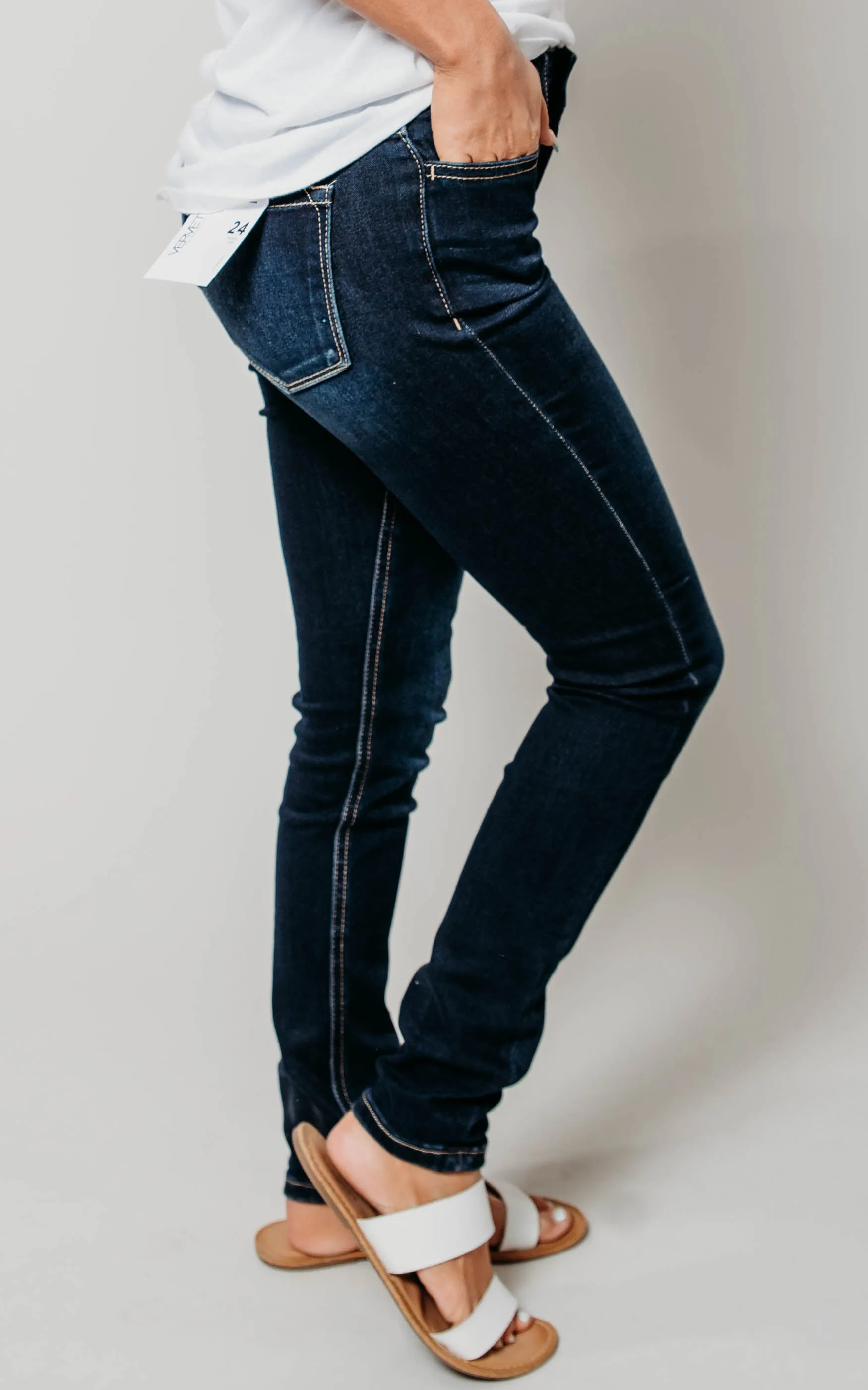 Super Soft Mid- Rise Ankle Skinny Denim Jeans -Vervet | FINAL SALE