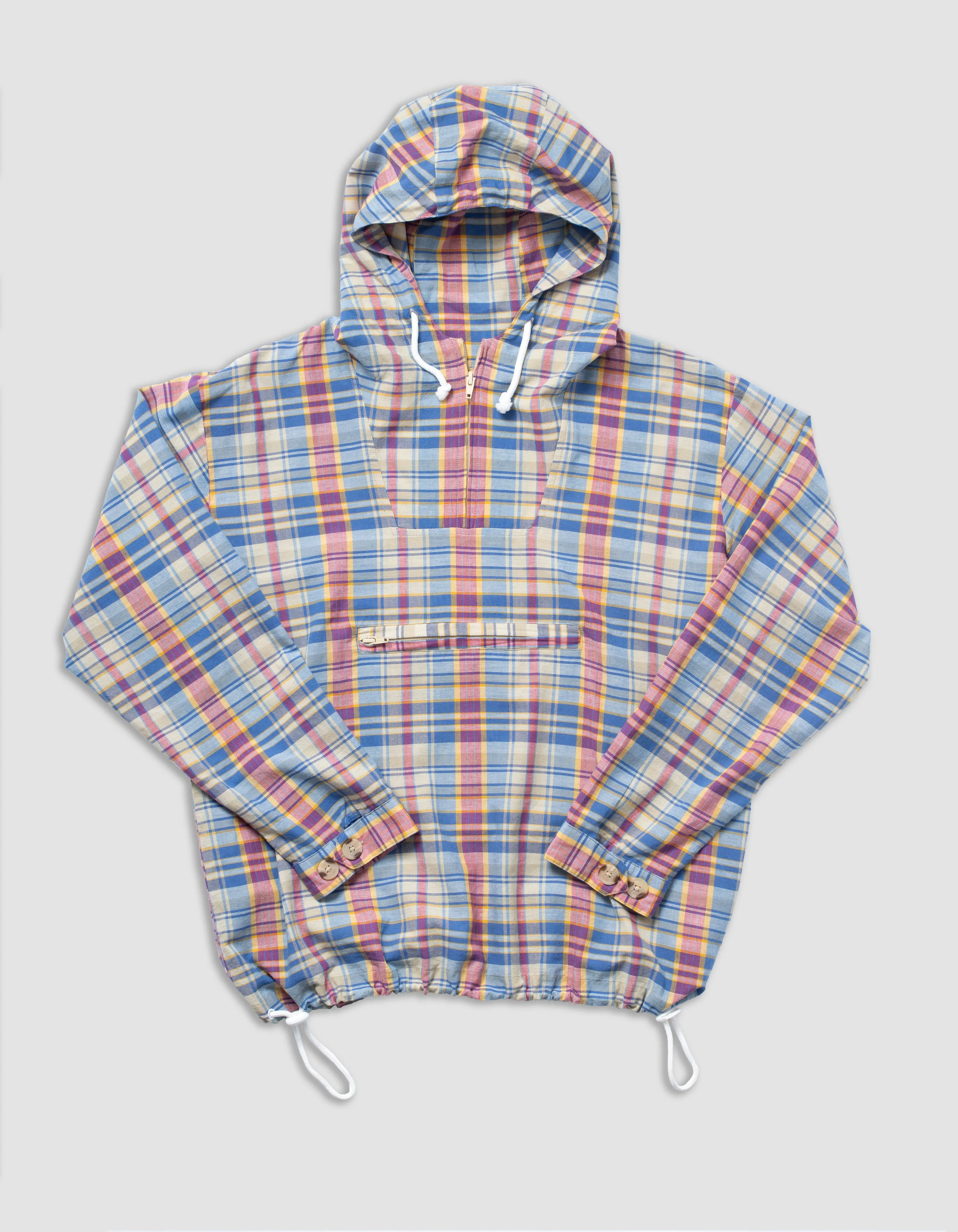 TAN/BLUE MADRAS ANORAK