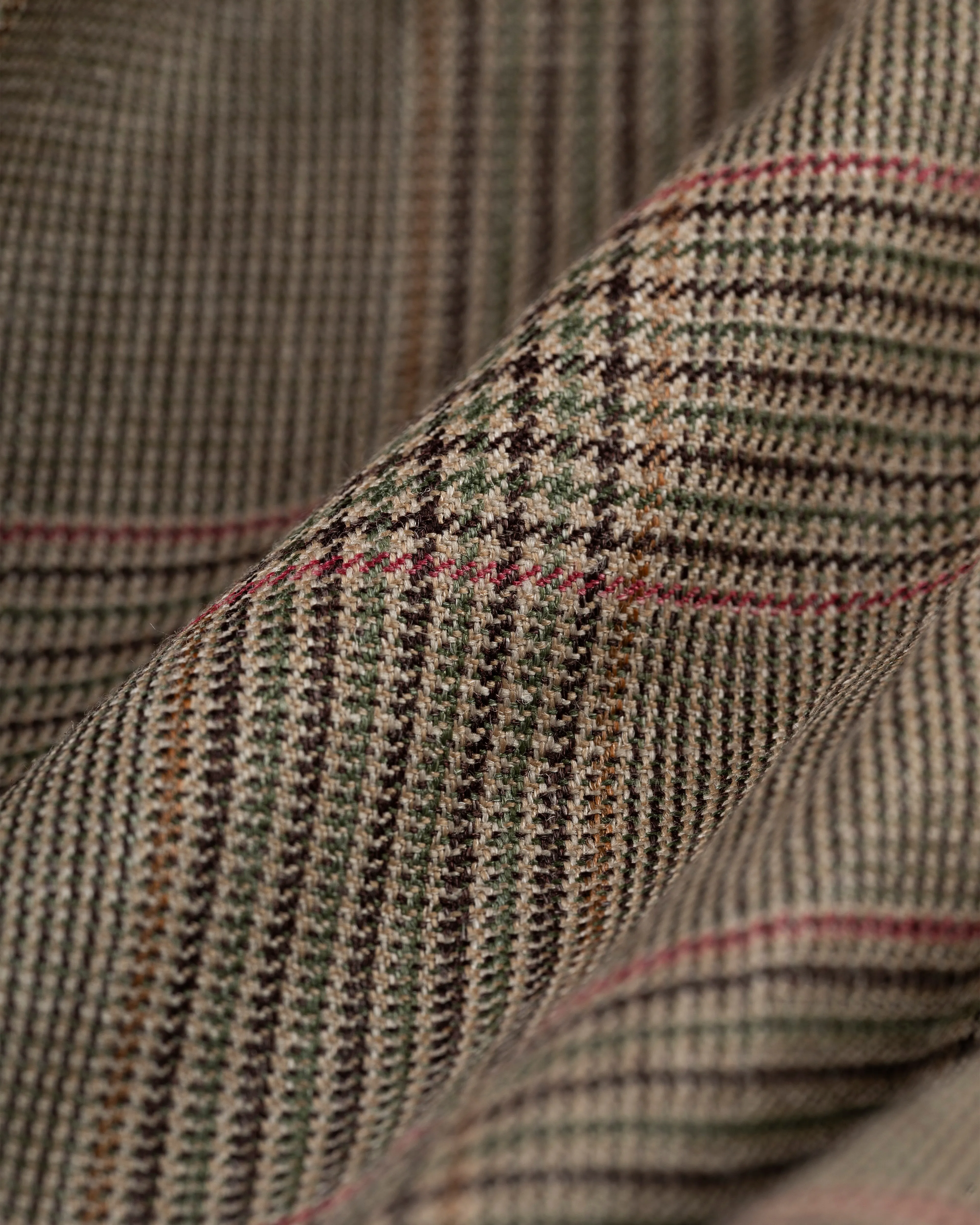 TAN/OLIVE/PINK GLENPLAID SPORT COAT