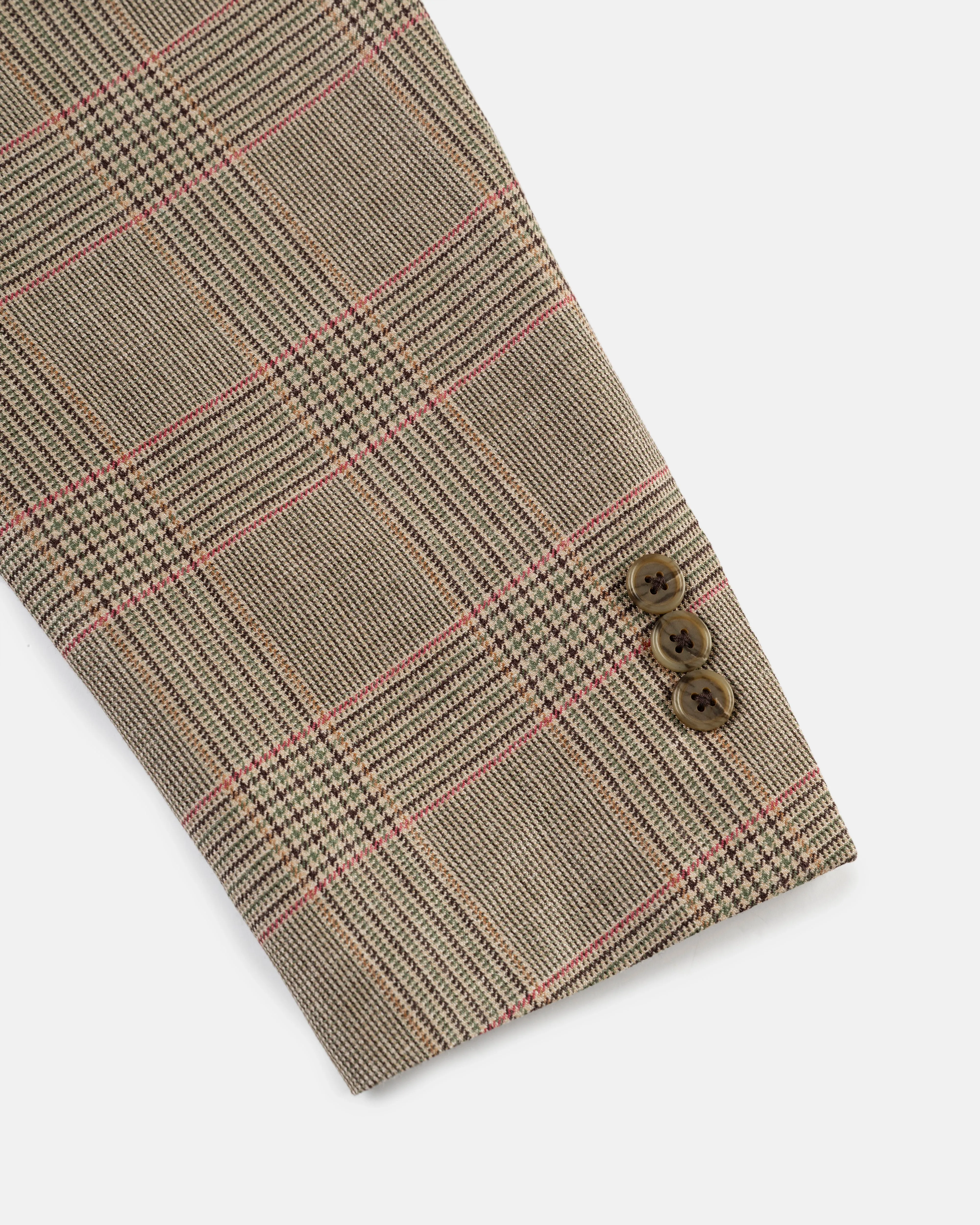 TAN/OLIVE/PINK GLENPLAID SPORT COAT