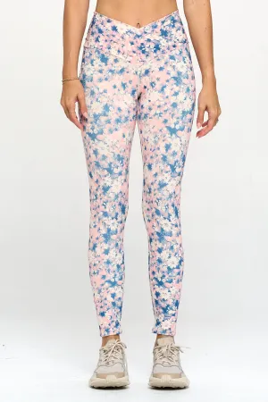 Tate - Cotton Candy Floral Garden Crossover Full-Length Legging (High-Waist)