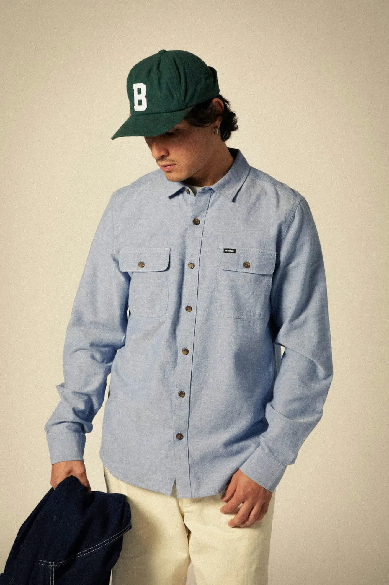 The Daily Cotton L/S Shirt - Medium Wash Chambrey