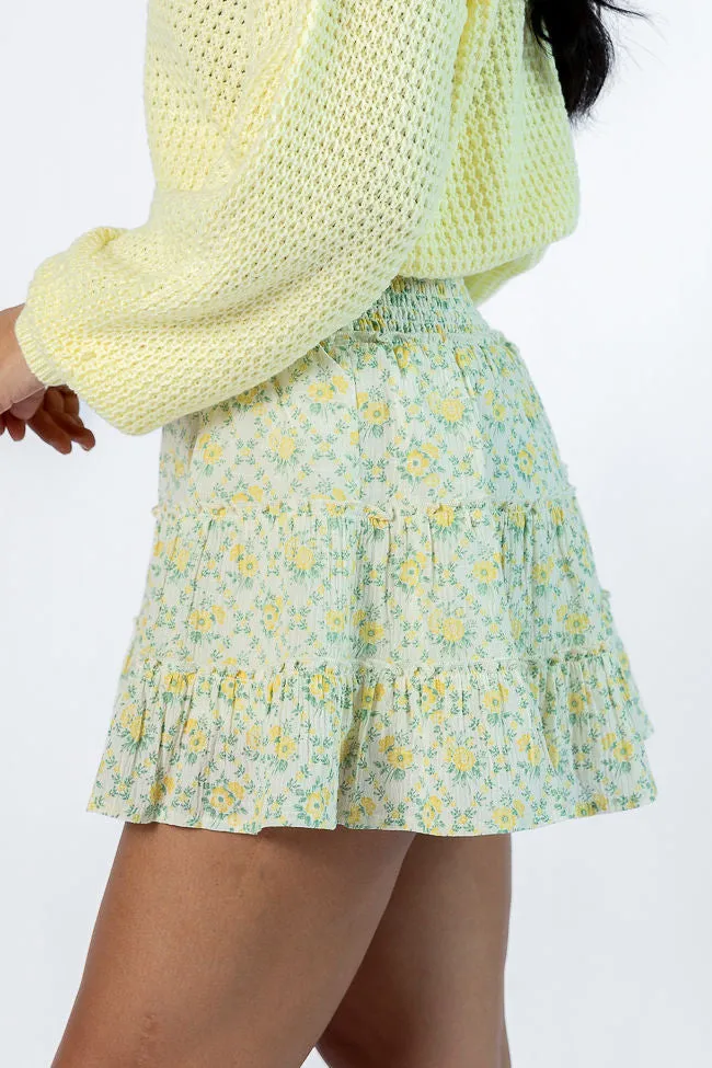 Through The Garden Ivory and Yellow Mini Skort SALE