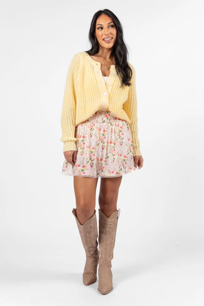 Through The Garden Ivory Multi Floral Eyelet Trim Mini Skort SALE
