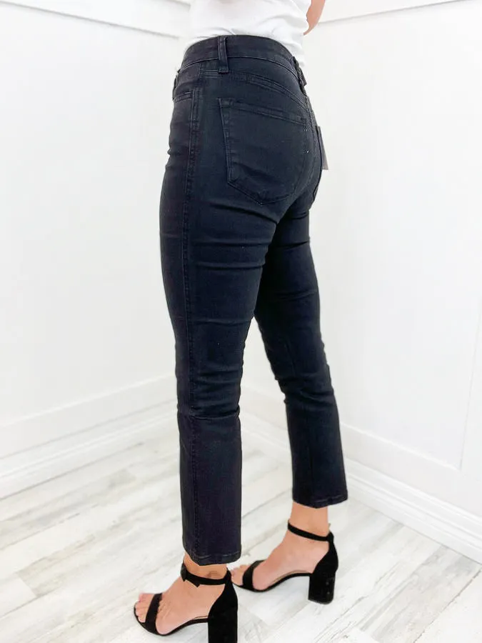 Vervet by Flying Monkey High Rise Hidden Button Up Ankle Straight Jean