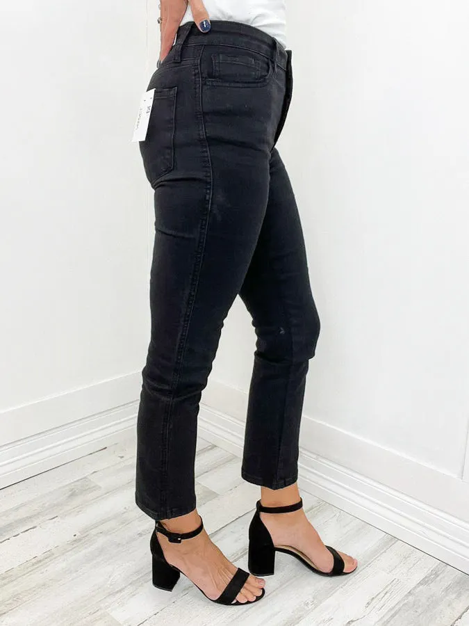 Vervet by Flying Monkey High Rise Hidden Button Up Ankle Straight Jean