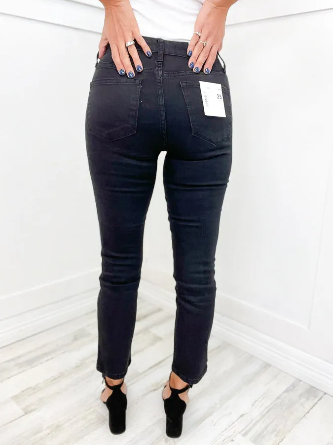 Vervet by Flying Monkey High Rise Hidden Button Up Ankle Straight Jean