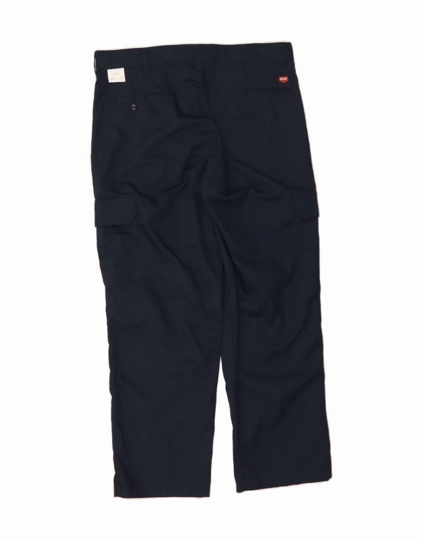 VINTAGE Mens Straight Cargo Trousers W36 L30 Navy Blue Polyester