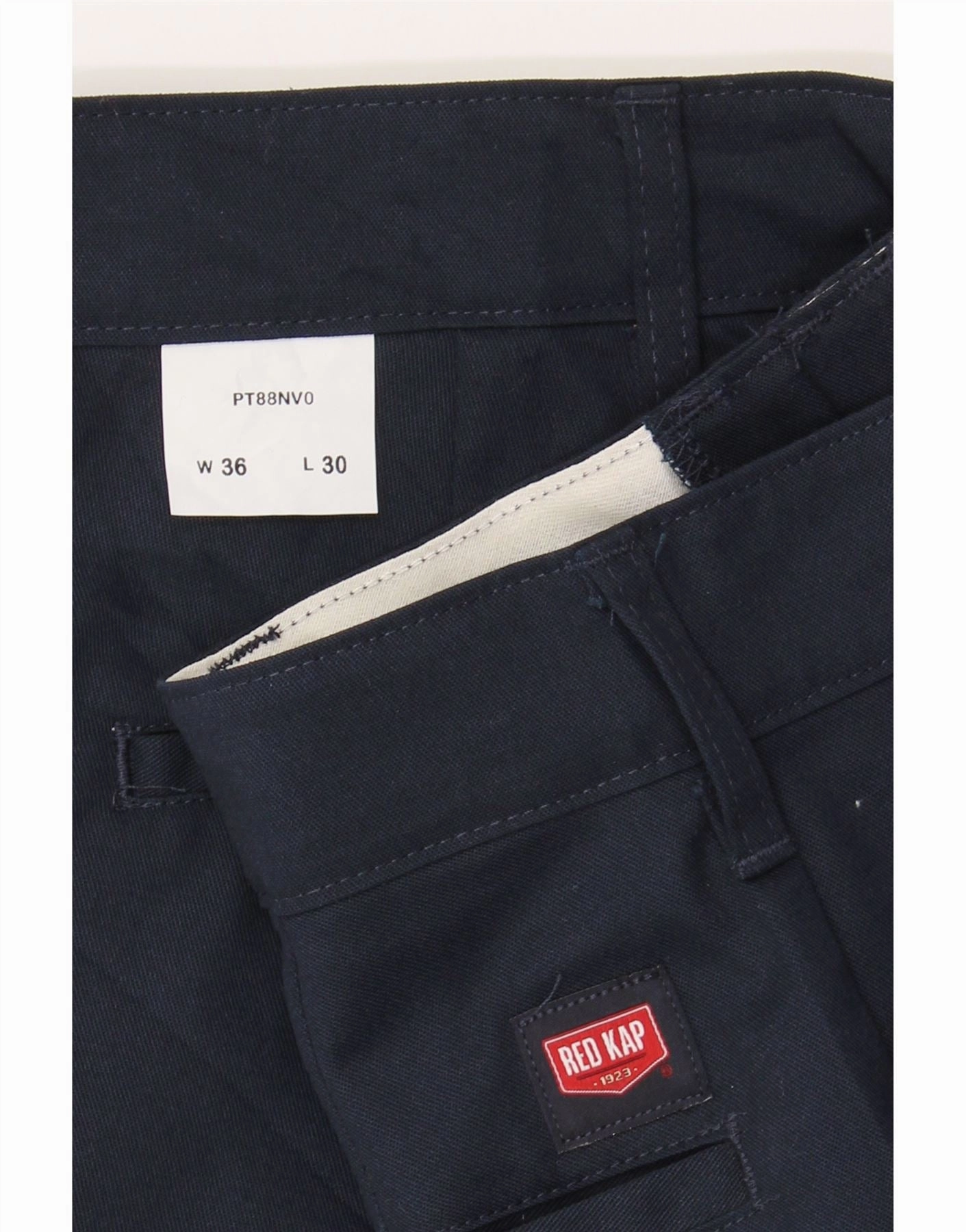 VINTAGE Mens Straight Cargo Trousers W36 L30 Navy Blue Polyester