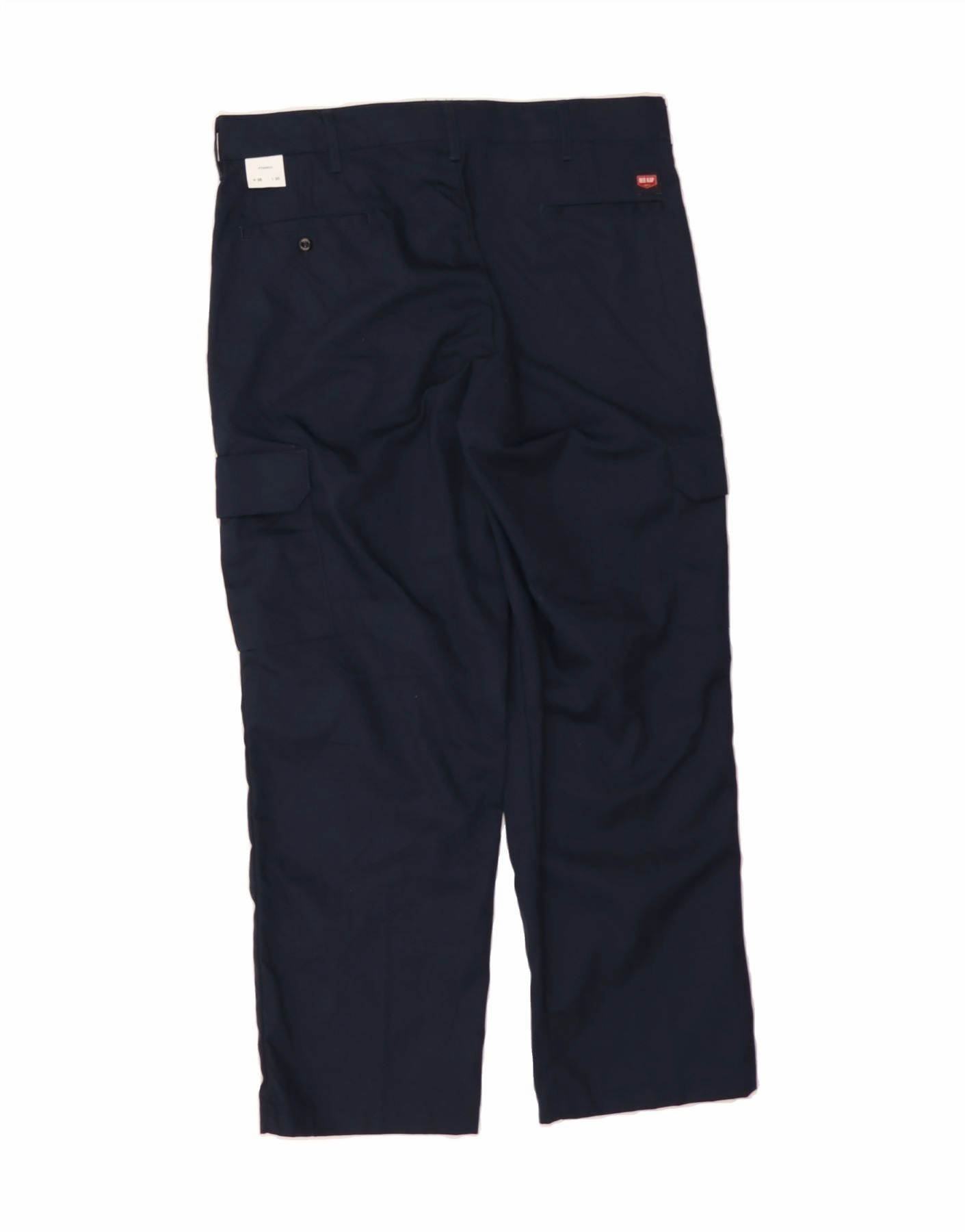 VINTAGE Mens Straight Cargo Trousers W36 L30 Navy Blue Polyester