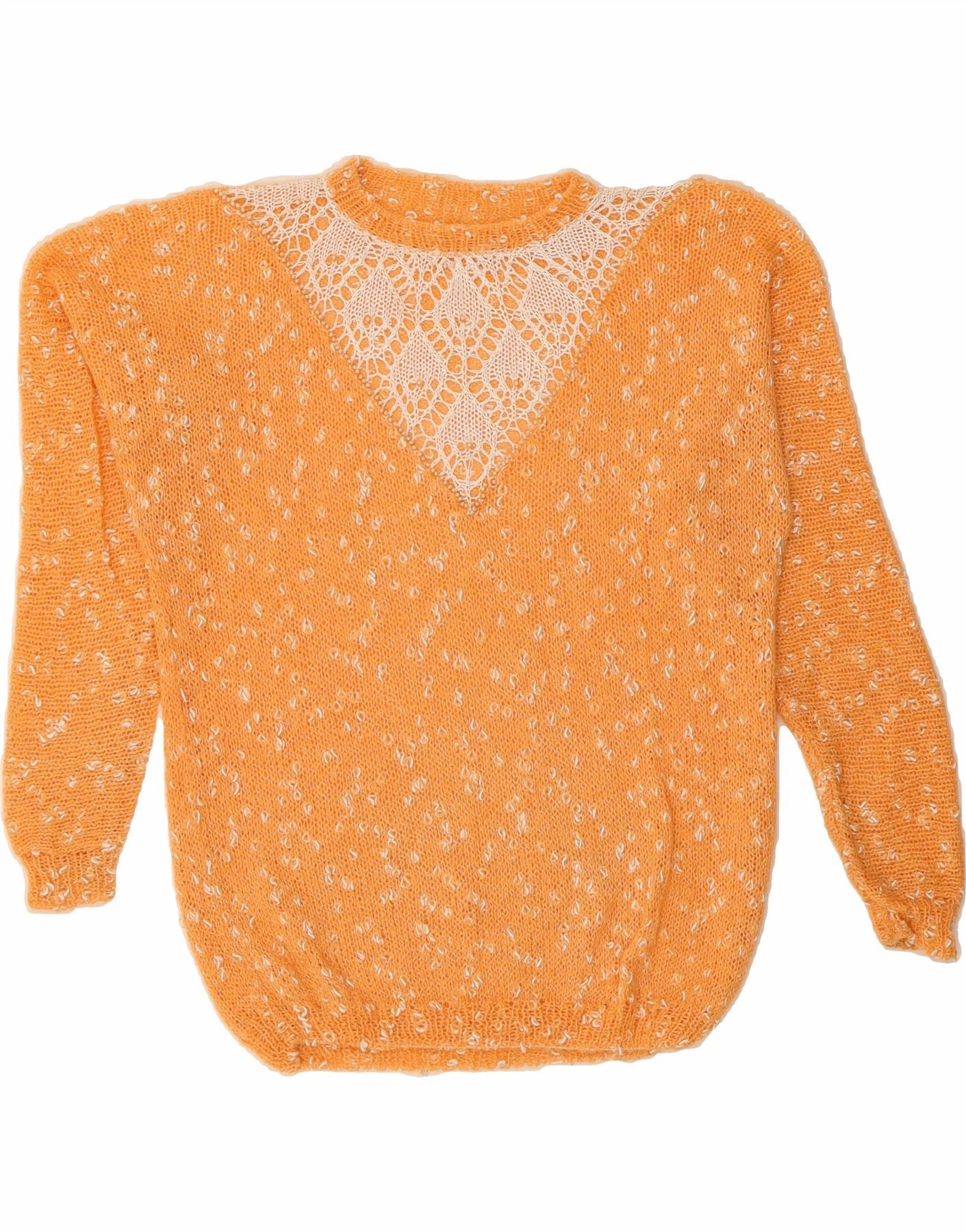 VINTAGE Womens Loose Fit Crew Neck Jumper Sweater UK 18 XL Orange Flecked