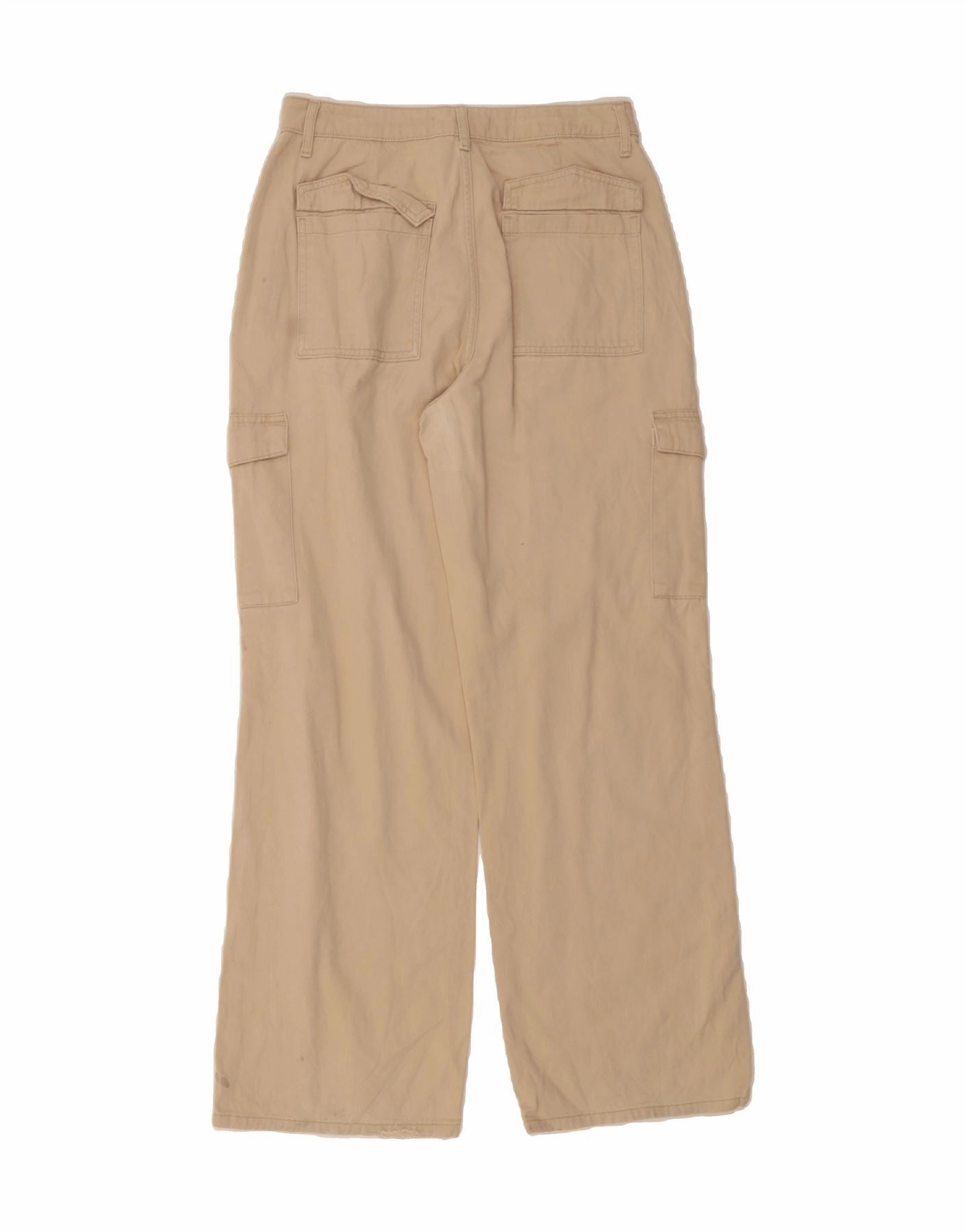 VINTAGE Womens Straight Cargo Trousers UK 12 Medium W30 L30 Beige Cotton