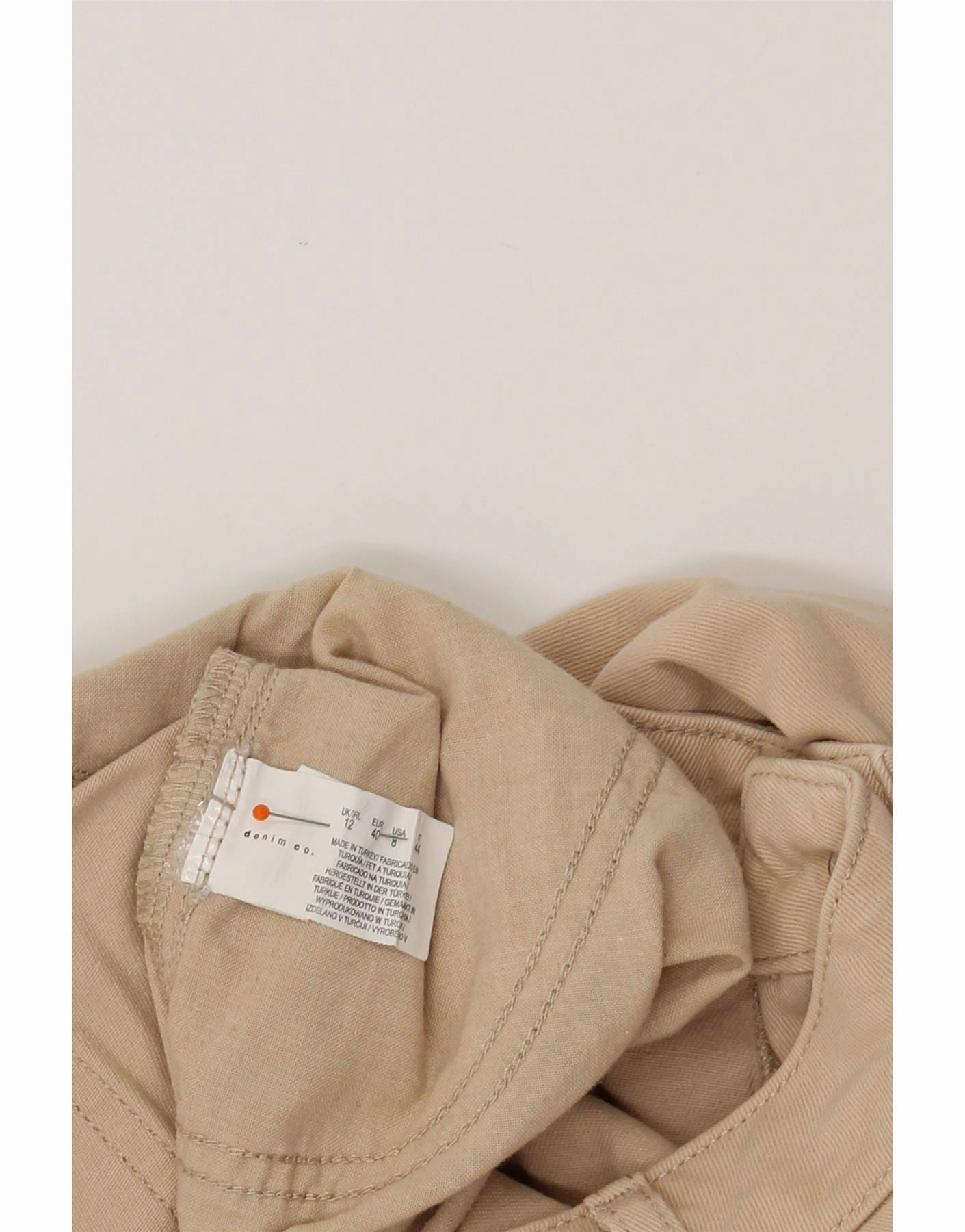 VINTAGE Womens Straight Cargo Trousers UK 12 Medium W30 L30 Beige Cotton