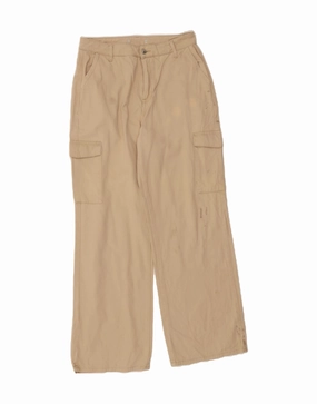 VINTAGE Womens Straight Cargo Trousers UK 12 Medium W30 L30 Beige Cotton