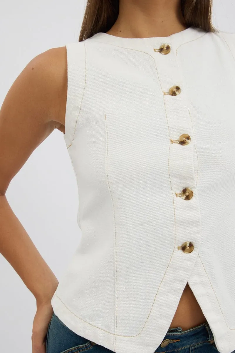White High Neck Vest