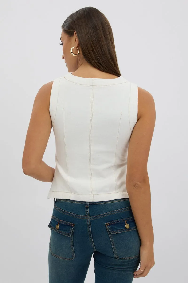 White High Neck Vest