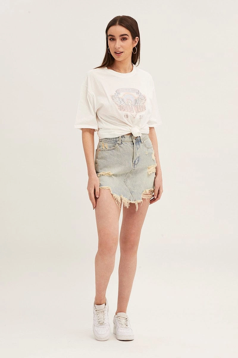 White Crew Neck Oversized Graphic T-Shirt