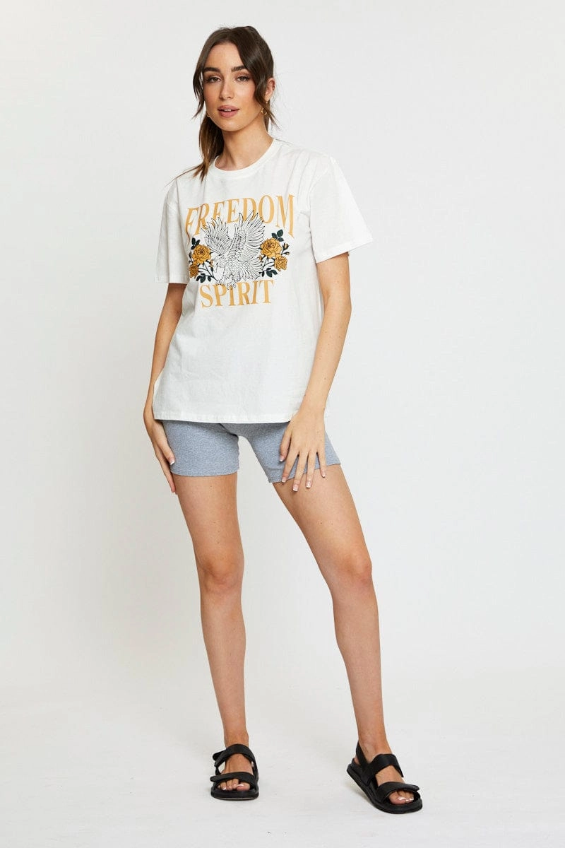 White Graphic T Shirt Short Sleeve