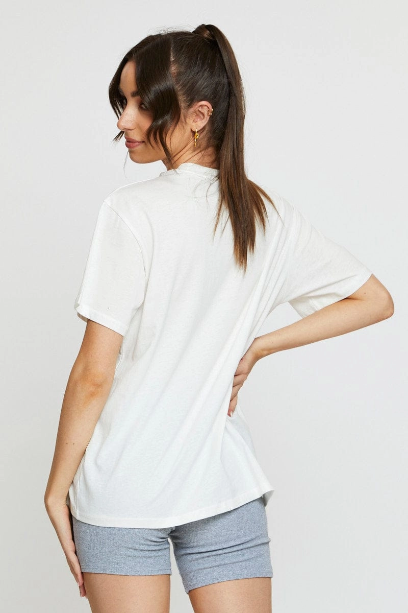 White Graphic T Shirt Short Sleeve