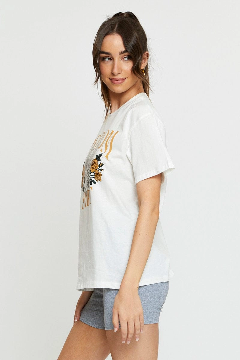 White Graphic T Shirt Short Sleeve