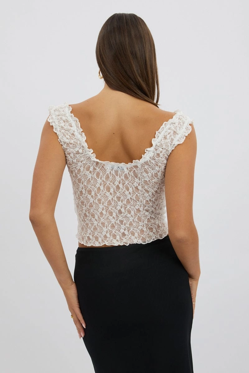 White Lace Top Sleeveless